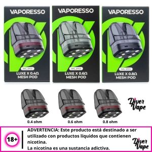 Vaporesso Luxe X Pod de Resistencia 0.4 ohm, 0.6 ohm, 0.8 ohm