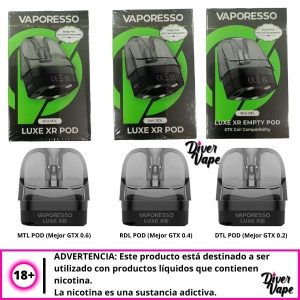 Vaporesso Luxe XR Pod de Repuesto MTL RDL DTL