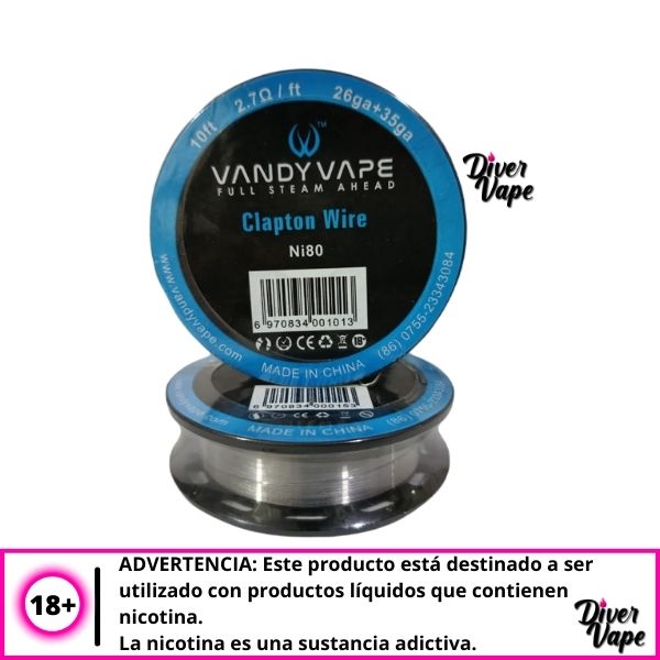 Alambre Resistencias Vandy Vape - Ni80 Clapton Wire 26ga+35ga 10ft (CLAPTON WIRE) Vape