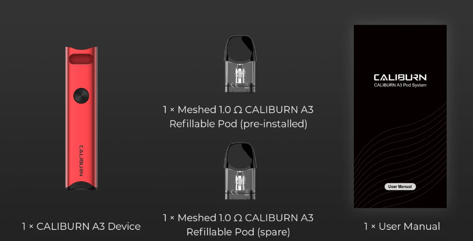 Uwell Caliburn A3 Pod Kit especificaciones