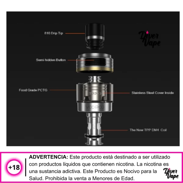 Voopoo tanque TPP - X Pod Especificaciones